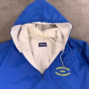 Vintage 80s Whippets Windbreaker Mens 2XL Blue Zip Hoodie Drug Staff Jacket USA